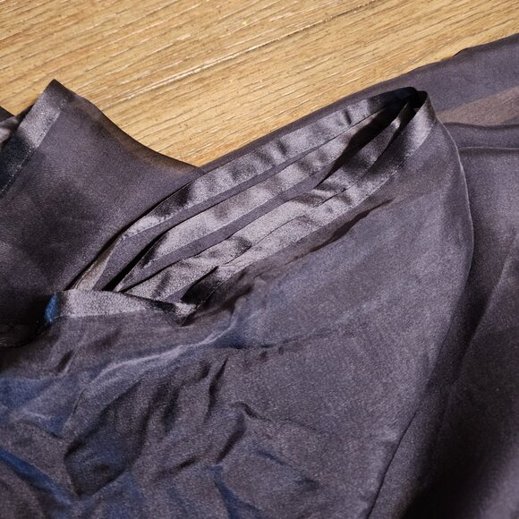 Nordstrom Satin Border Silk Chiffon Scarf NWT Navy - Picture 2 of 8